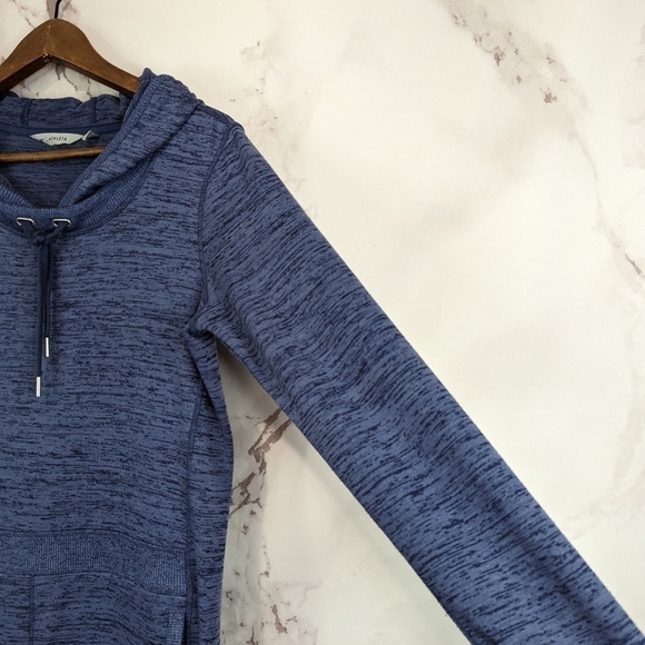 Athleta Sweatshirt Dress Small Techie Sweat Popover Tunic Blue Long Sleeve Hood - Picture 14 of 14